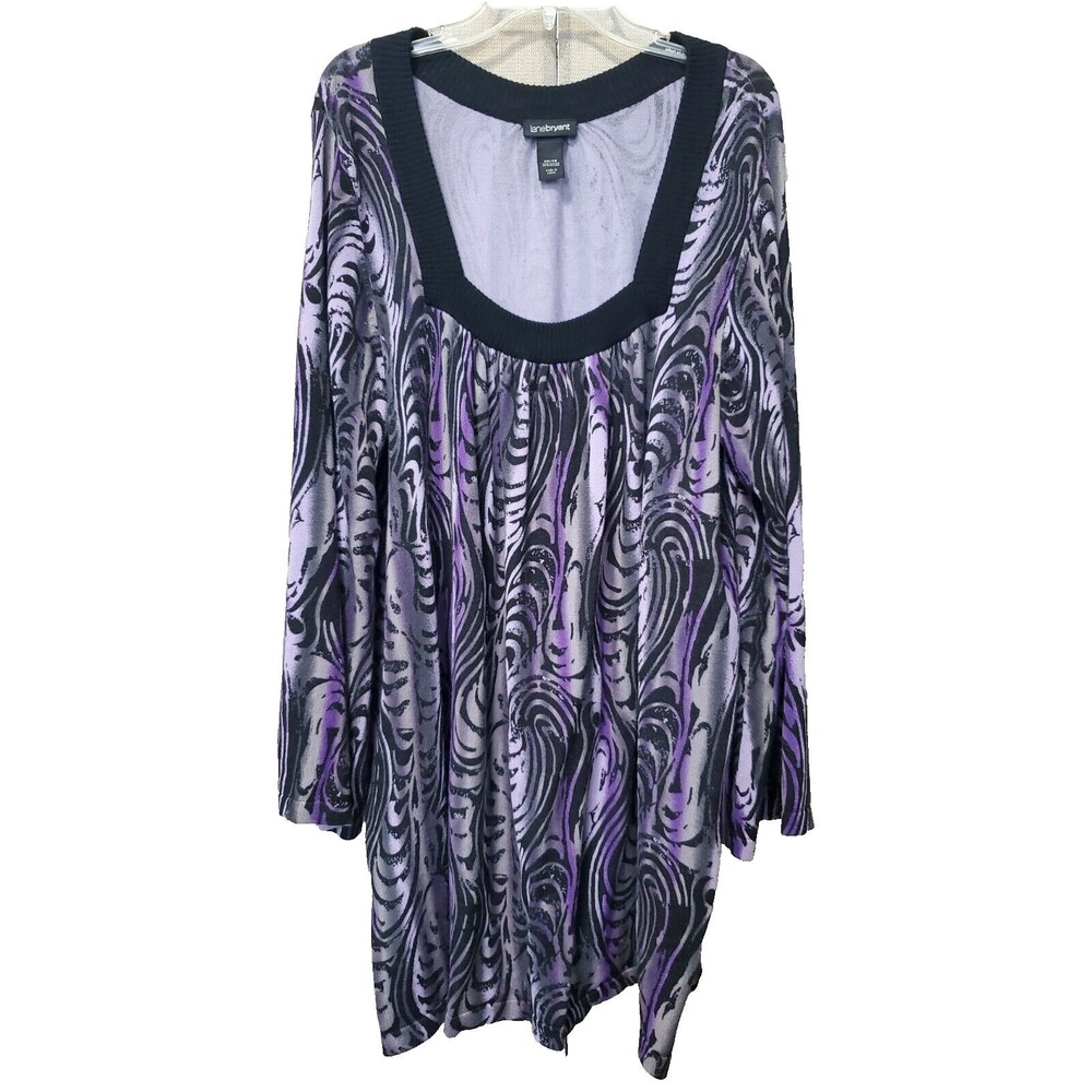 Lane Bryant Purple/Black Square Neck Sweater Tunic Size 26/28